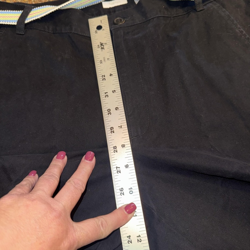 Liz Claiborne Women Pants 14P Black Tabitha Straight Leg Belted Preppy Chino - Picture 7 of 8